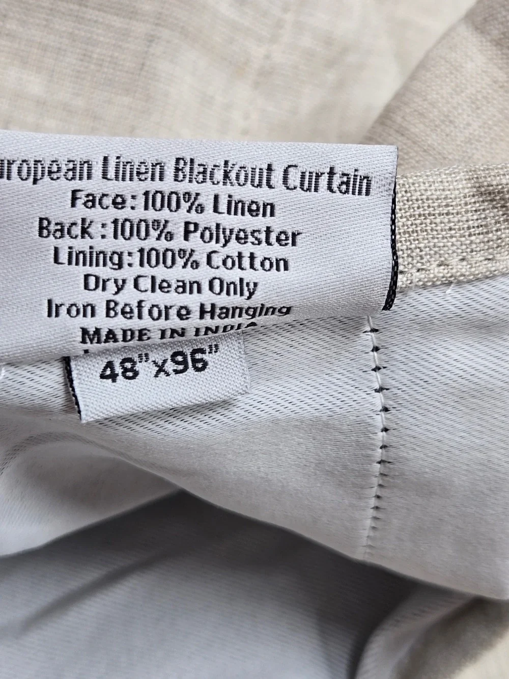 NWT QUINCE Set Of 2 48x96 European Linen True Blackout Curtains Flax 9495